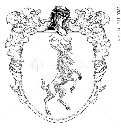 Heraldry Stag Deer Coat of Arms Heraldic Shield Heraldry Stag Deer Coat of Arms Heraldic Shield 141433834