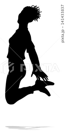 Happy Woman Jumping For Joy Silhouette Person 141433837