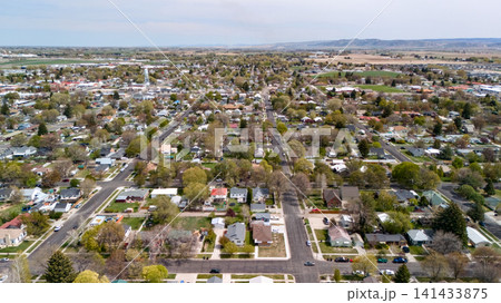 Aerial View Of Tree Lined Residential Streets Stretching To Horizon Aerial View Of Tree Lined Residential Streets Stretching To Horizon 141433875