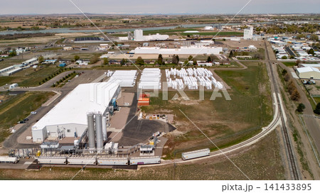 Aerial View Of Industrial Plant With Silos And Railway Line 141433895