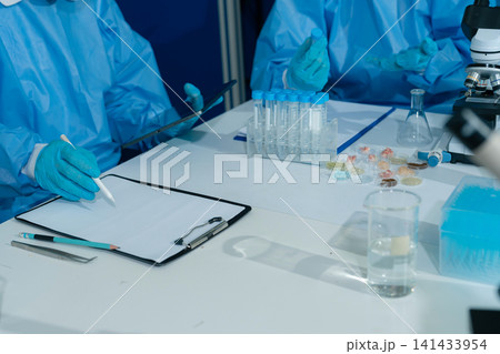 scientist in laboratory for medical study, research or experiment. scientist in laboratory for medical study, research or experiment. 141433954