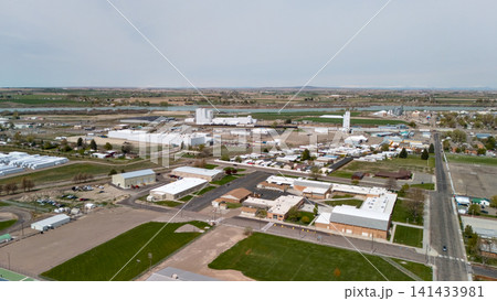 Aerial View Of Industrial Processing Facility With Silos And Storage Yards 141433981