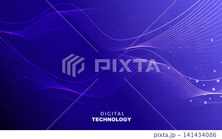 Abstract dark blue digital technology background with futuristic glowing wave lines, cyan dynamic light stream, high speed data transfer banner for cyber network science business presentation. Abstract dark blue digital technology background with futuristic glowing wave lines, cyan dynamic light stream, high speed data transfer banner for cyber network science business presentation. 141434086