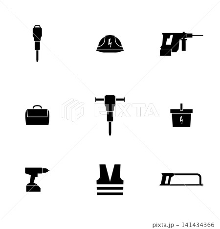 Electrician tools icons vector set. Electrician tools icons vector set. 141434366