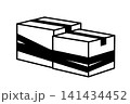 二つの段ボール箱をくっつけた合体梱包のイラスト（同梱・2個口・配送） 141434452
