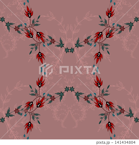 Floral seamless pattern, Flower chintz pattern seamless vector border print. Botanical batik background. Arabesque floral ornament motif for decoration fabric, women clothing, scarf, wallpaper design. Floral seamless pattern, Flower chintz pattern seamless vector border print. Botanical batik background. Arabesque floral ornament motif for decoration fabric, women clothing, scarf, wallpaper design. 141434804