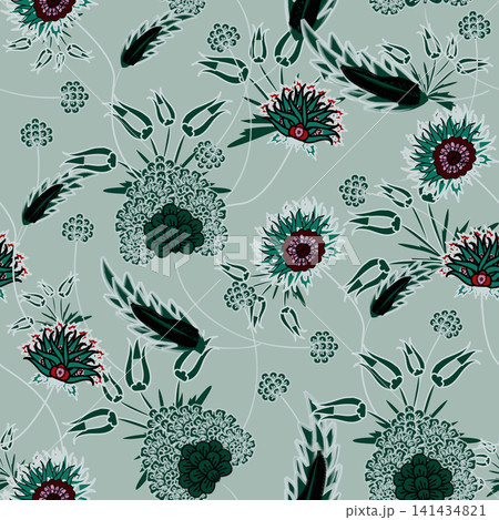 Floral seamless pattern, Flower chintz pattern seamless vector border print. Botanical batik background. Arabesque floral ornament motif for decoration fabric, women clothing, scarf, wallpaper design. Floral seamless pattern, Flower chintz pattern seamless vector border print. Botanical batik background. Arabesque floral ornament motif for decoration fabric, women clothing, scarf, wallpaper design. 141434821
