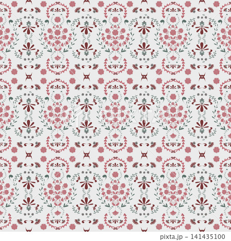 Floral seamless pattern, Flower chintz pattern seamless vector border print. Botanical batik background. Arabesque floral ornament motif for decoration fabric, women clothing, scarf, wallpaper design. 141435100