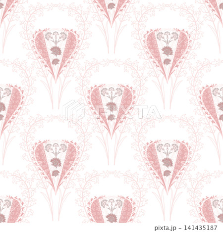 Floral seamless pattern, Flower chintz pattern seamless vector border print. Botanical batik background. Arabesque floral ornament motif for decoration fabric, women clothing, scarf, wallpaper design. Floral seamless pattern, Flower chintz pattern seamless vector border print. Botanical batik background. Arabesque floral ornament motif for decoration fabric, women clothing, scarf, wallpaper design. 141435187