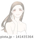 美容系の女性イラスト（カメラ目線・ロングヘア） 141435364
