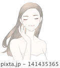 美容系の女性イラスト（瞑目・ロングヘア） 141435365