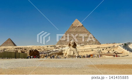 The Great Sphinx guards the pyramids of the pharaohs at Giza. The Great Sphinx guards the pyramids of the pharaohs at Giza. 141435885