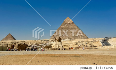 The Great Sphinx guards the pyramids of the pharaohs at Giza. The Great Sphinx guards the pyramids of the pharaohs at Giza. 141435890