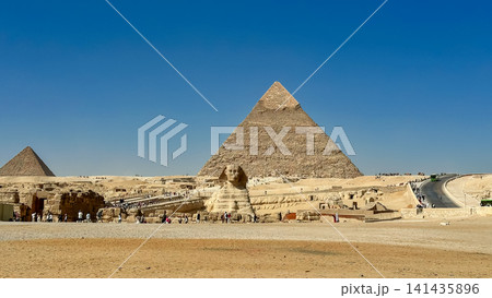 The Great Sphinx guards the pyramids of the pharaohs at Giza. The Great Sphinx guards the pyramids of the pharaohs at Giza. 141435896