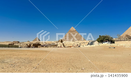 The Great Sphinx guards the pyramids of the pharaohs at Giza. The Great Sphinx guards the pyramids of the pharaohs at Giza. 141435900