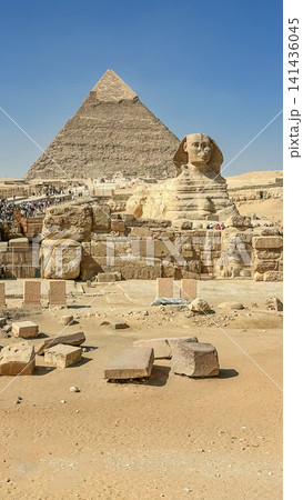 The Great Sphinx guards the pyramids of the pharaohs at Giza. The Great Sphinx guards the pyramids of the pharaohs at Giza. 141436045