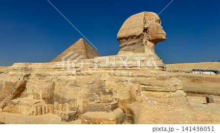 The Great Sphinx guards the pyramids of the pharaohs at Giza. The Great Sphinx guards the pyramids of the pharaohs at Giza. 141436051