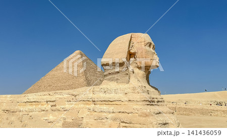 The Great Sphinx guards the pyramids of the pharaohs at Giza. The Great Sphinx guards the pyramids of the pharaohs at Giza. 141436059