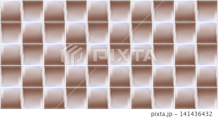 Brown glossy ceramic tile texture background with realistic 3d checker pattern Brown glossy ceramic tile texture background with realistic 3d checker pattern 141436432