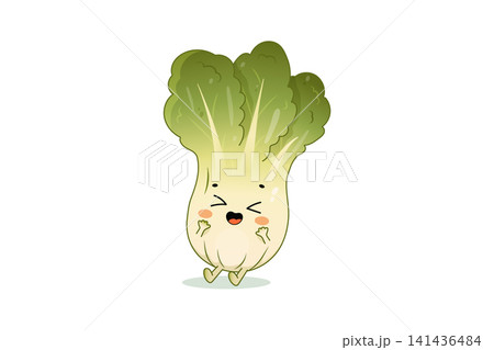 Cute smiling pak choi vegetable character in kawaii cartoon style Cute smiling pak choi vegetable character in kawaii cartoon style 141436484