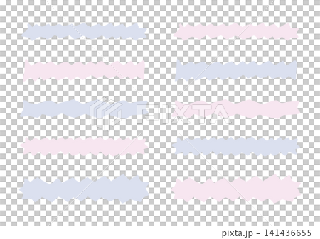 一組細長、鋸齒狀、尖銳的手繪形狀（藍色和粉紅色） 141436655