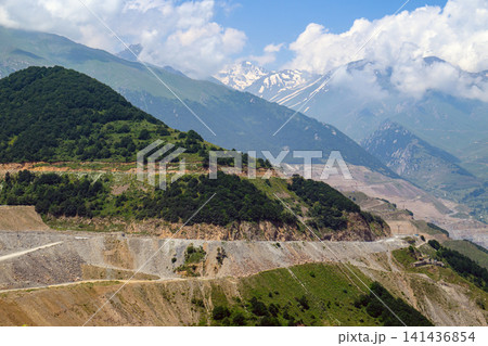 Scenic mountain pass with winding road Scenic mountain pass with winding road 141436854