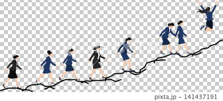 目標達成へのロードマップのイラスト 141437191