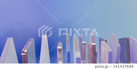 Luxury Transparent Glass Crystal Panels on Soft Blue Gradient Abstract 3D Background Luxury Transparent Glass Crystal Panels on Soft Blue Gradient Abstract 3D Background 141437694