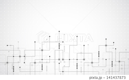 Abstract grey and white circuit network background with connected lines and nodes technology concept Abstract grey and white circuit network background with connected lines and nodes technology concept 141437873