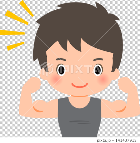 A muscular man flexing his biceps A muscular man flexing his biceps 141437915