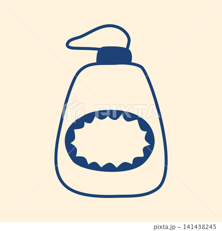 Liquid soap in bottle with dispenser, doodle style 141438245