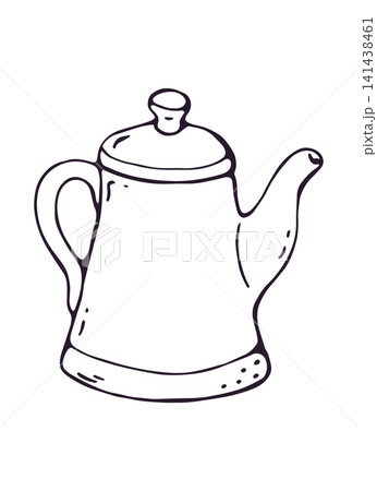 Teakettle with Lid Hand Drawn Doodle Clipart 141438461