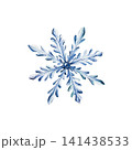 Snowflake. Watercolor frost crystals, hand drawn winter, christmas and new year illustration isolated on background, transparent png. For greeting card, wallpaper, wrapping paper design, textile, scra 141438533