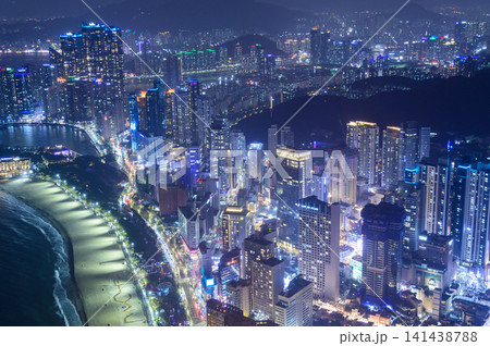韓国釜山のとても美しい都会夜景 韓国釜山のとても美しい都会夜景 141438788
