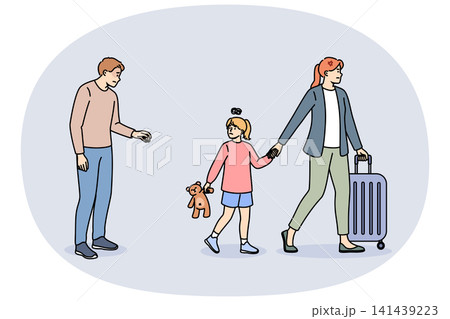 Divorce parents causes psychological trauma to girl who leaves home with mother. Divorce parents causes psychological trauma to girl who leaves home with mother. 141439223