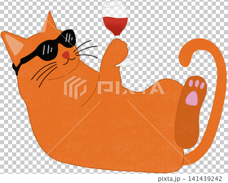 orange cat holding wine orange cat holding wine 141439242