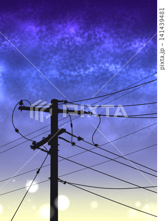 夜空と電柱 141439481