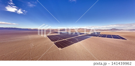 Large photovoltaic solar farm in the Nevada desert near Las Vegas 141439962