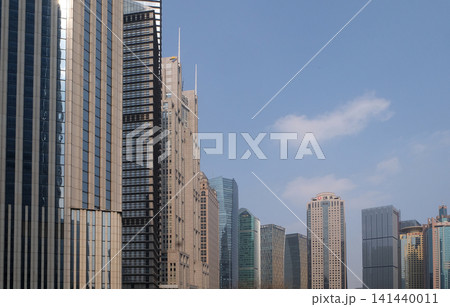 Lujiazui financial district skyscrapers buildings landscape in Shanghai 141440011
