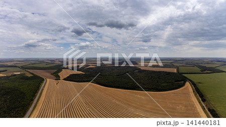 Aerial Golden Agricultural Fields Panorama Aerial Golden Agricultural Fields Panorama 141440181