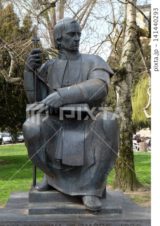 Statue of Bishop Anton Martin Slomsek in front of Cathedral of Saint John The Baptist, Slomsek square, Maribor, Slovenia Statue of Bishop Anton Martin Slomsek in front of Cathedral of Saint John The Baptist, Slomsek square, Maribor, Slovenia 141440293