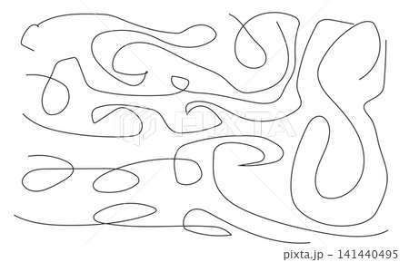 Continuous line drawing of an abstract fluid organic shape on a white background. 141440495