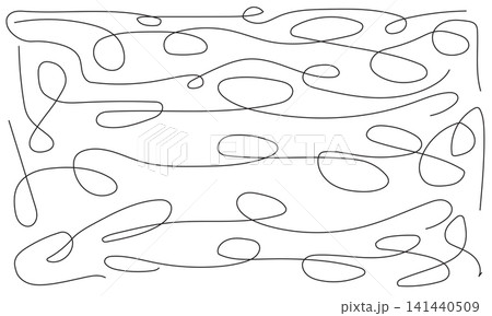 Horizontal continuous line art illustration on white background creating abstract and modern visual. 141440509
