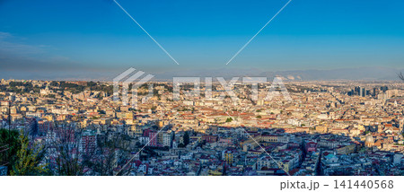 Naples, italy. December 30, 2024. Naples, italy, panoramic view from capodimonte over the sprawling urban landscape under a clear blue sky Naples, italy. December 30, 2024. Naples, italy, panoramic view from capodimonte over the sprawling urban landscape under a clear blue sky 141440568