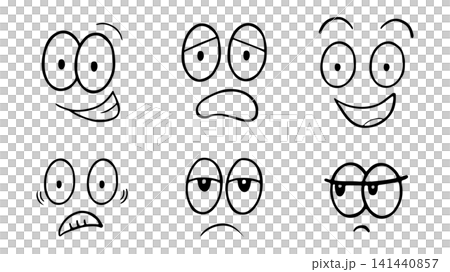 カートゥーン風の顔文字イラスト素材 カートゥーン風の顔文字イラスト素材 141440857