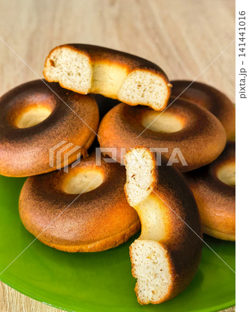 Fresh Keto Donut Showing Airy Interior Texture 141441016