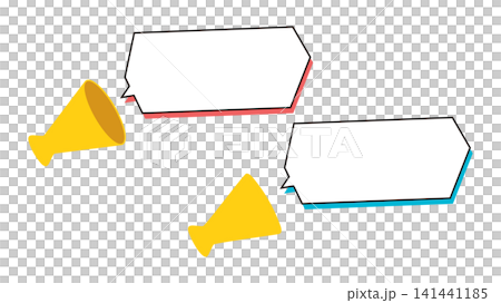 メガホンを使って叫ぶイラスト素材セット メガホンを使って叫ぶイラスト素材セット 141441185