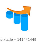 右肩上がりのグラフと矢印のイラスト 141441449