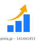 右肩上がりのグラフと矢印のイラスト 141441453
