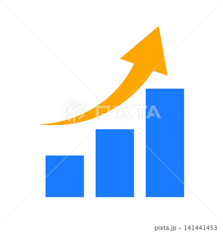 右肩上がりのグラフと矢印のイラスト 右肩上がりのグラフと矢印のイラスト 141441453